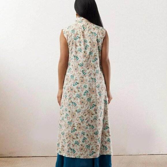 Blue and White Rayon Layered Dress | Muvvas Boutique - Picture 5 of 5